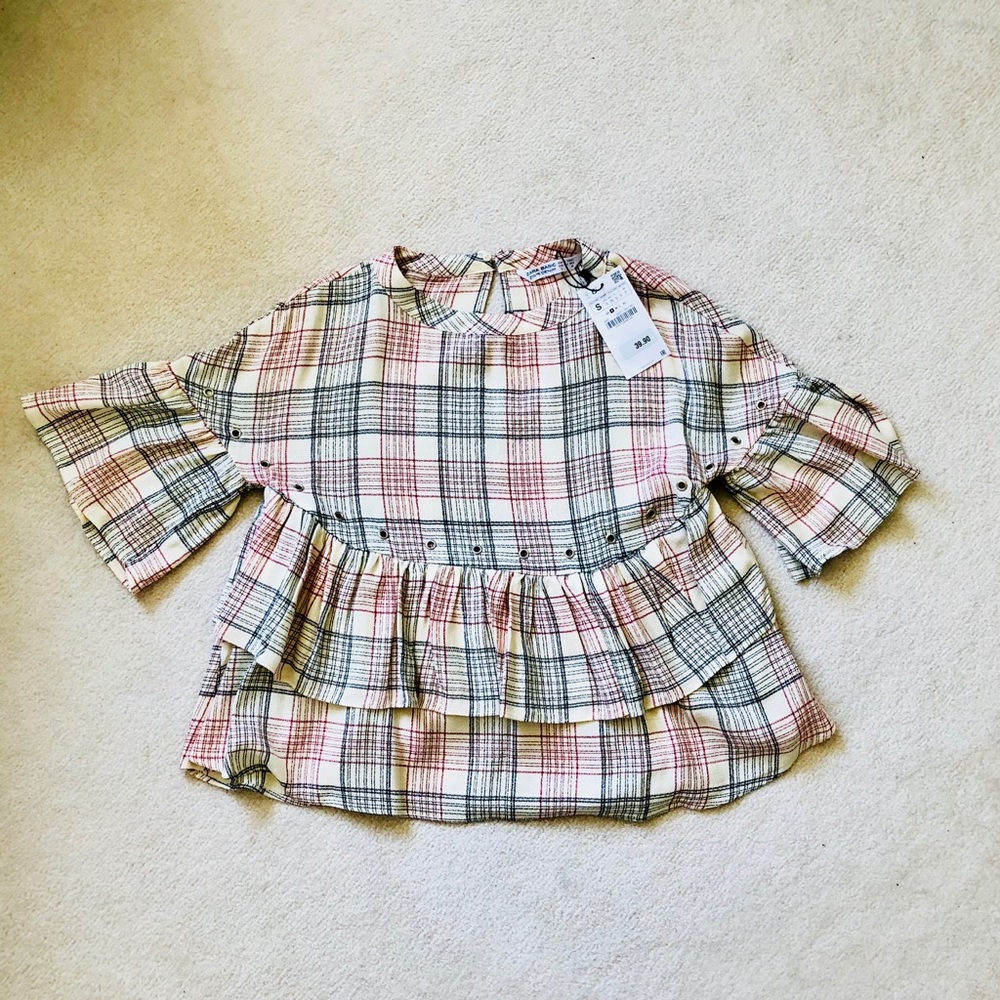 NWT ZARA Basic Z1975 Denim Women Blouse cream S